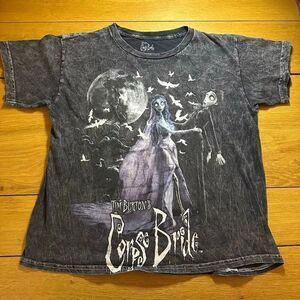 Tim Burton Corpse Bride xs acid wash t shirt oversized